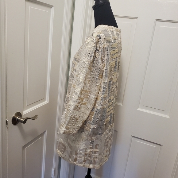 NWT Chico's Traveler's Collection Jacquard Gold Shimmer Jacket Sz 2=12, Ret $149 - Picture 6 of 14
